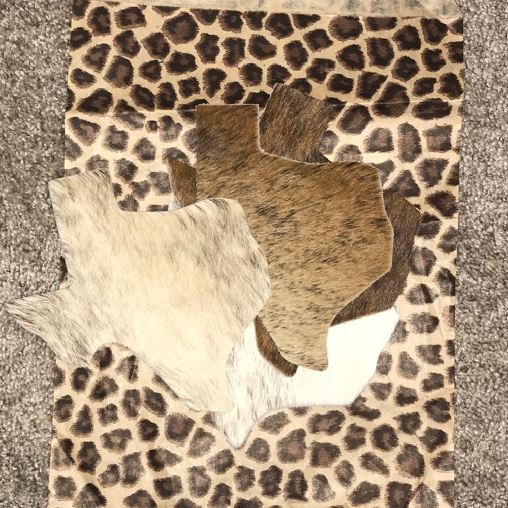 Cow Hyde Texas shaped coasters (4)